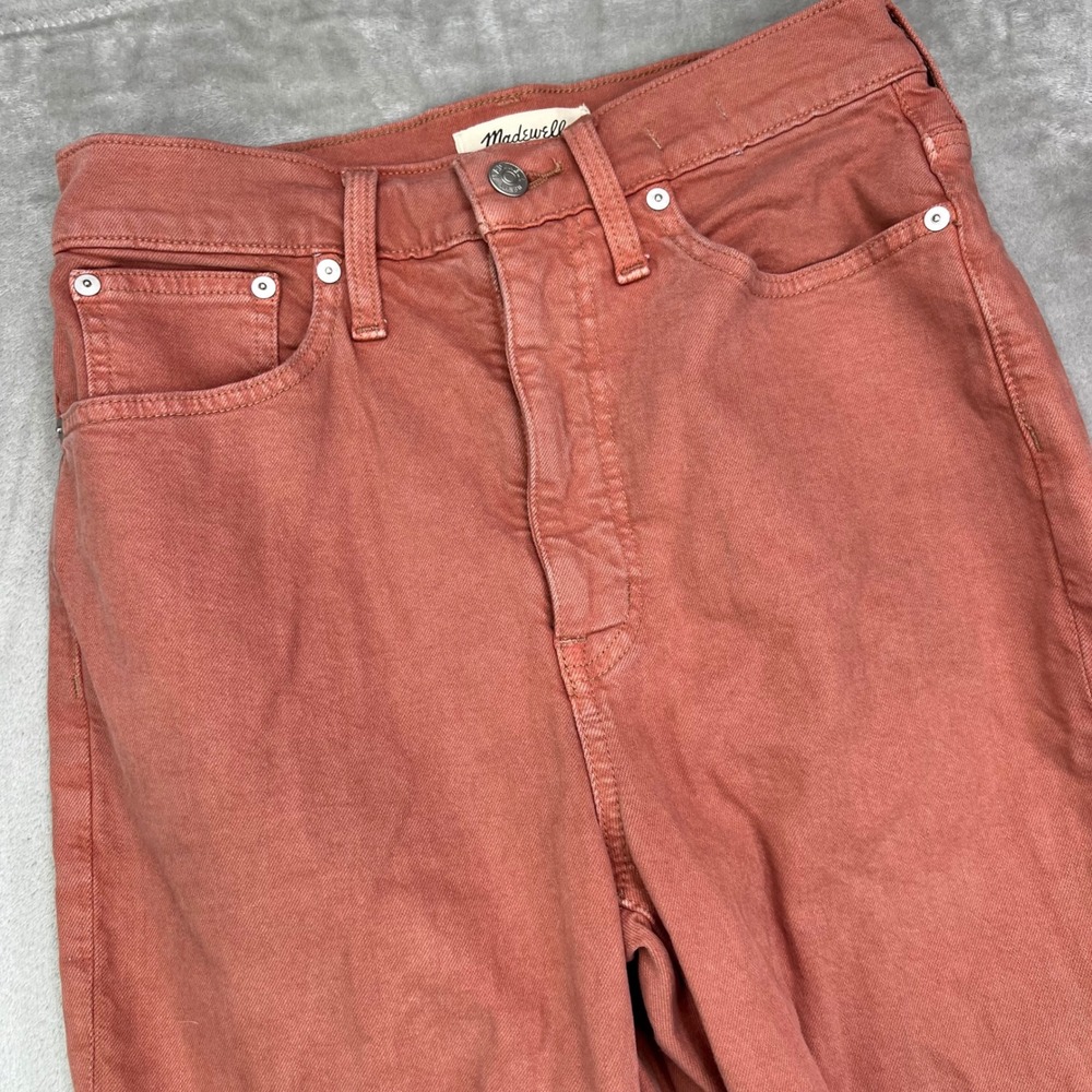 Madewell‎ The Momjean Jeans Womens 27 Pink Solid Distressed Stretch High Rise